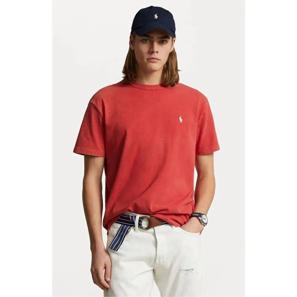 Polo Ralph Lauren NWT Classic Fit Jersey Crewneck T-Shirt Pale Red Small